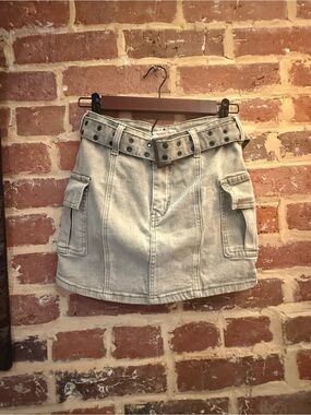 Sage Green Y2K Mini Skirt Sincerely Jules Denim Cargo Mini Skirt with Belt